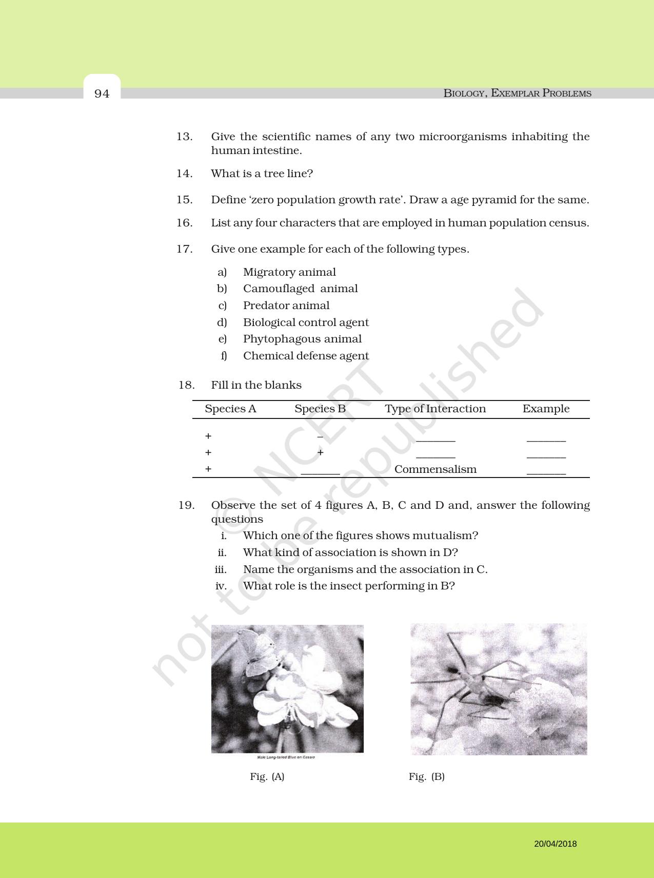 NCERT Exemplar Book For Class 12 Biology Chapter 13 Organisms And ...