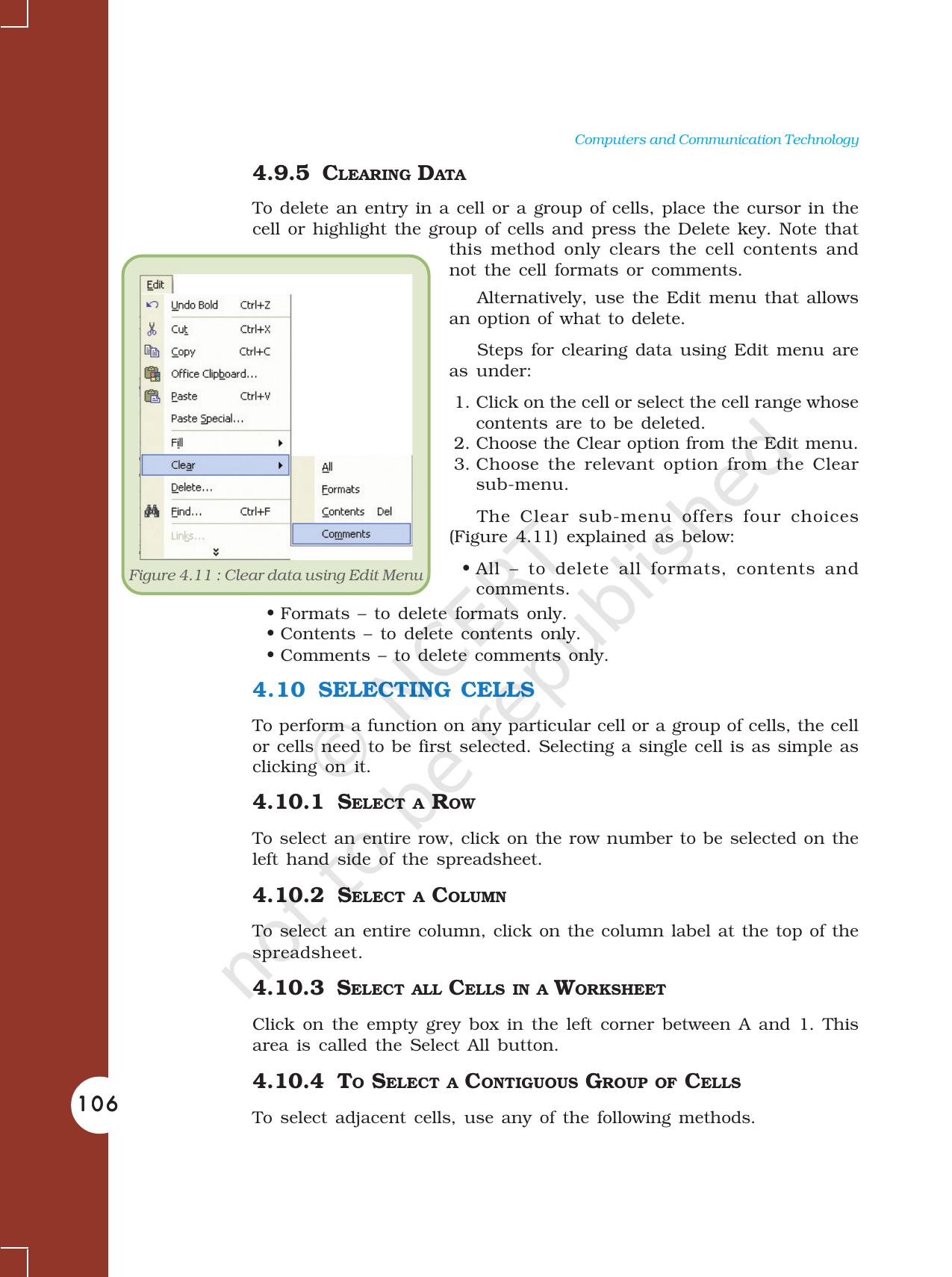 NCERT Book for Class 11 Computers Chapter 4 Electronic Spreadsheet - Page 11
