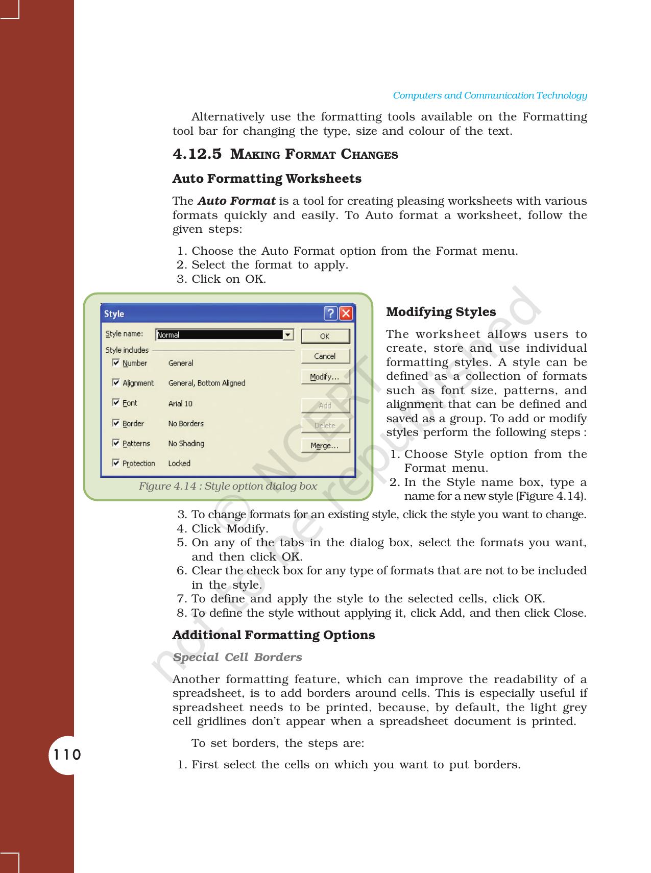 NCERT Book for Class 11 Computers Chapter 4 Electronic Spreadsheet - Page 15