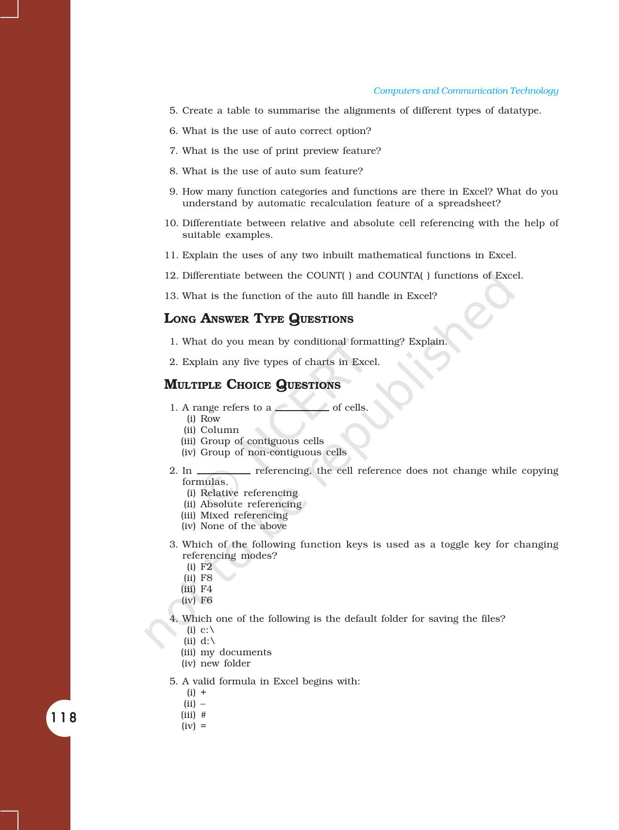 NCERT Book for Class 11 Computers Chapter 4 Electronic Spreadsheet - Page 23