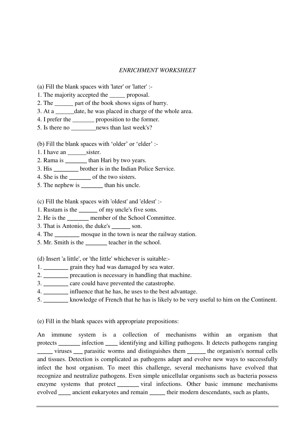 CBSE Worksheets for Class 11 English Practice Worksheet Assignment - Page 1