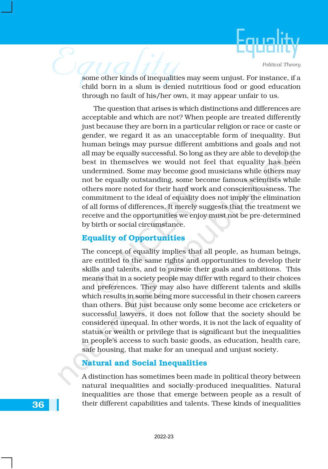 NCERT Book for Class 11 Political Science (Political Theory) Chapter 3 Equality - Page 6