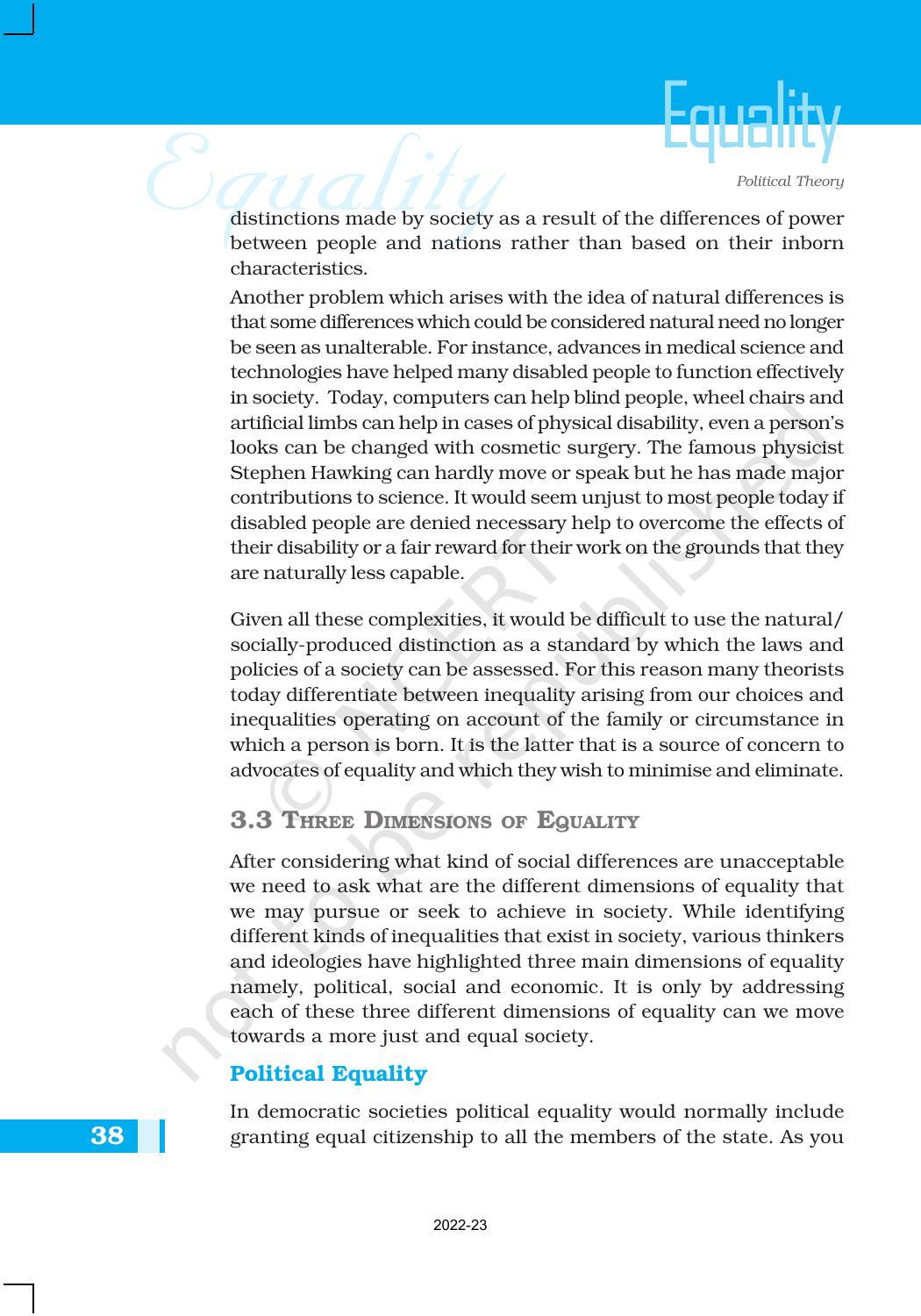 NCERT Book for Class 11 Political Science (Political Theory) Chapter 3 Equality - Page 8