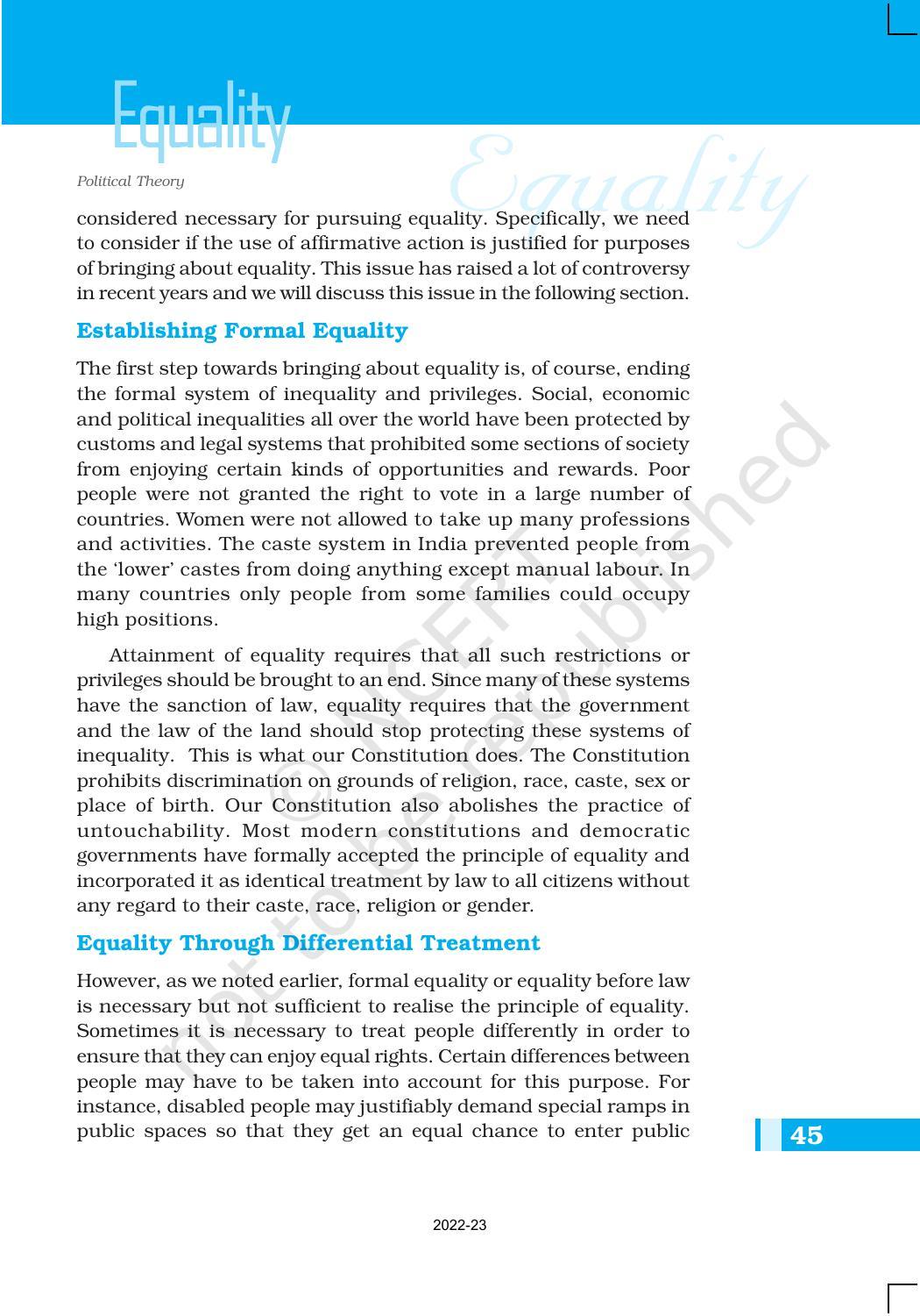 NCERT Book for Class 11 Political Science (Political Theory) Chapter 3 Equality - Page 15