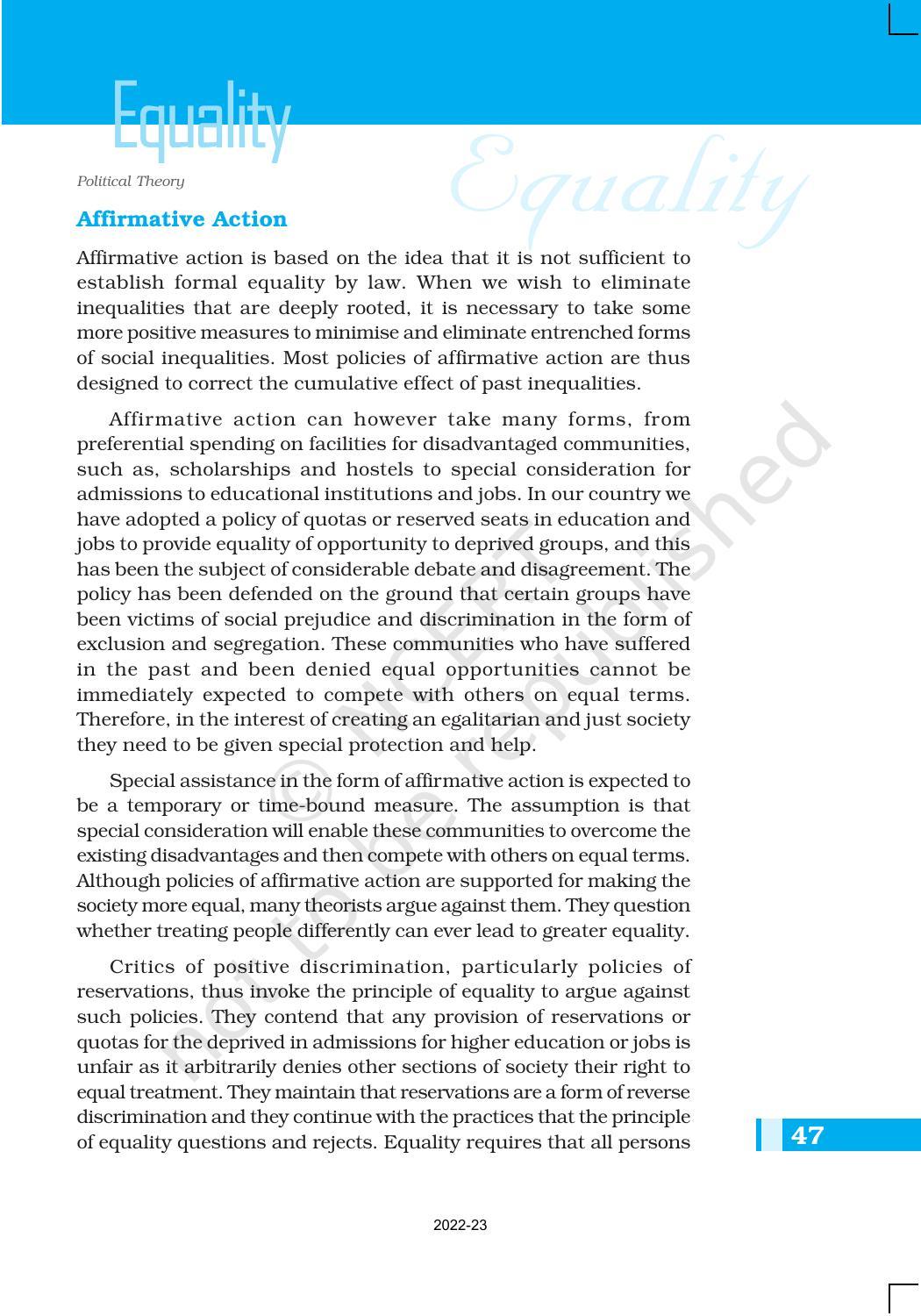 NCERT Book for Class 11 Political Science (Political Theory) Chapter 3 Equality - Page 17