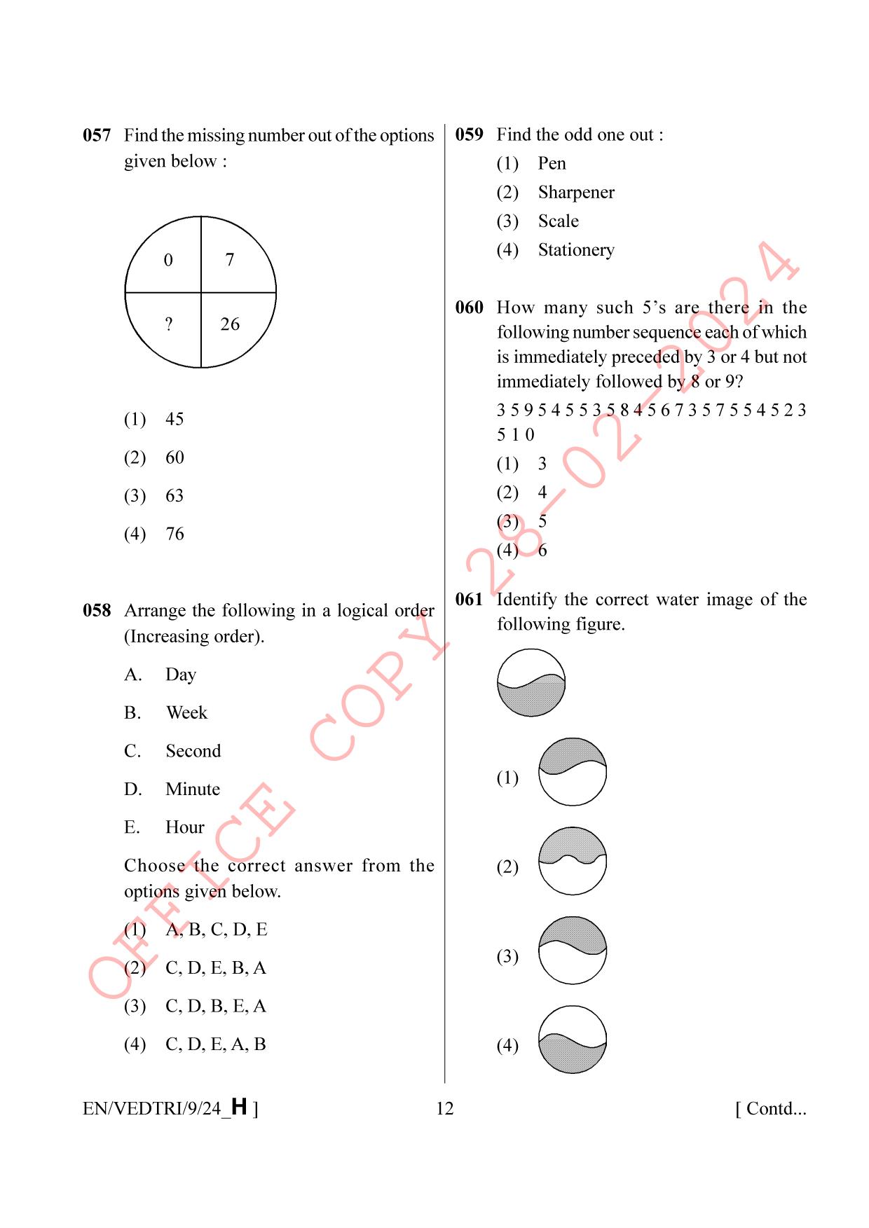 AISSEE Class IX English Set H 2024 Question Paper - Page 12