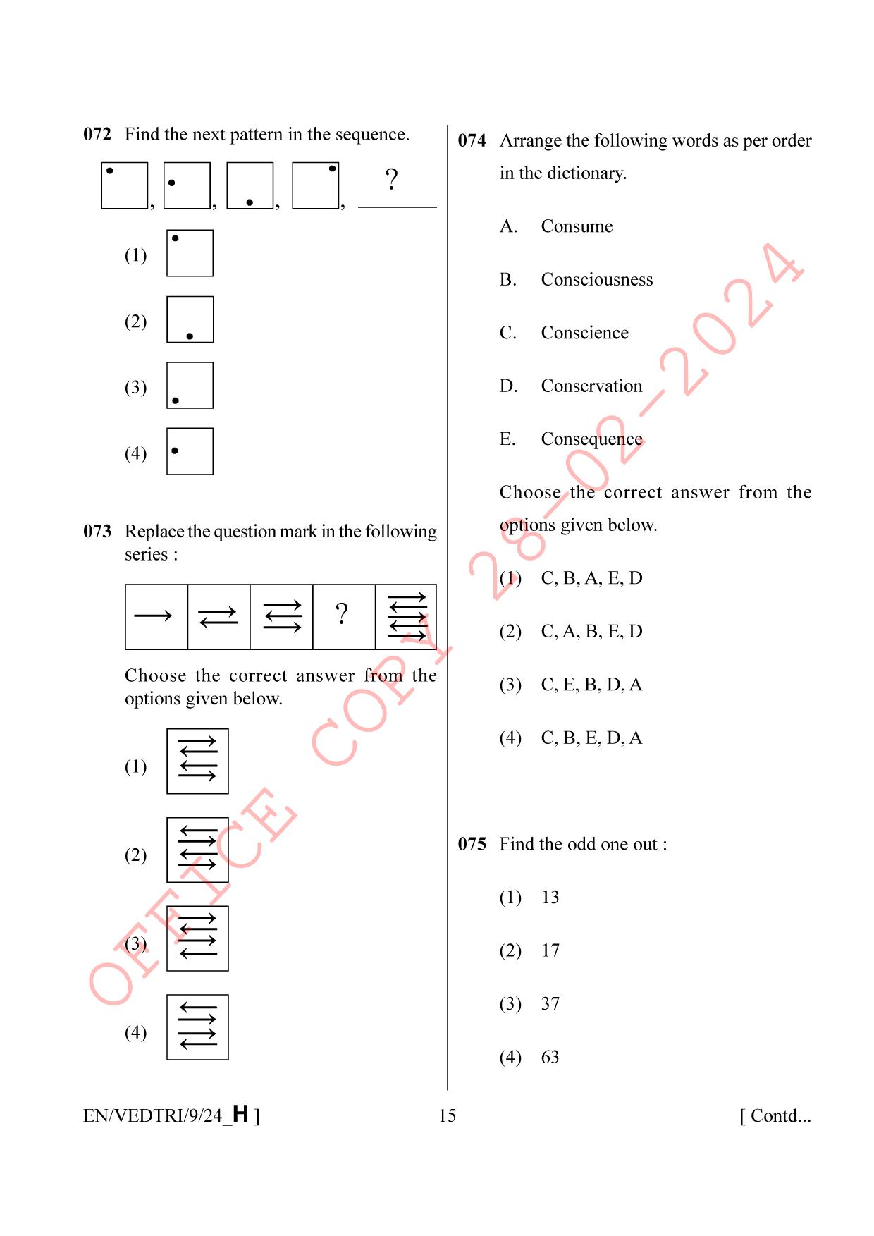 AISSEE Class IX English Set H 2024 Question Paper - Page 15