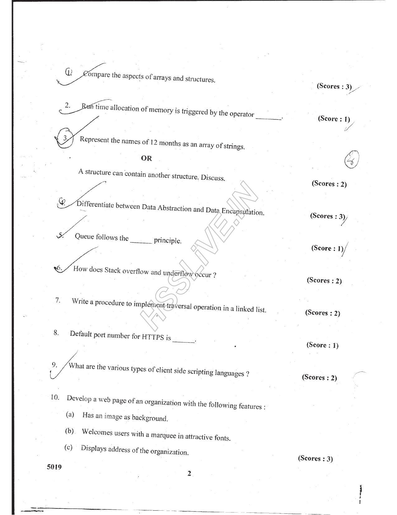 Kerala Plus Two 2017 Computer Science Question Paper - Page 2