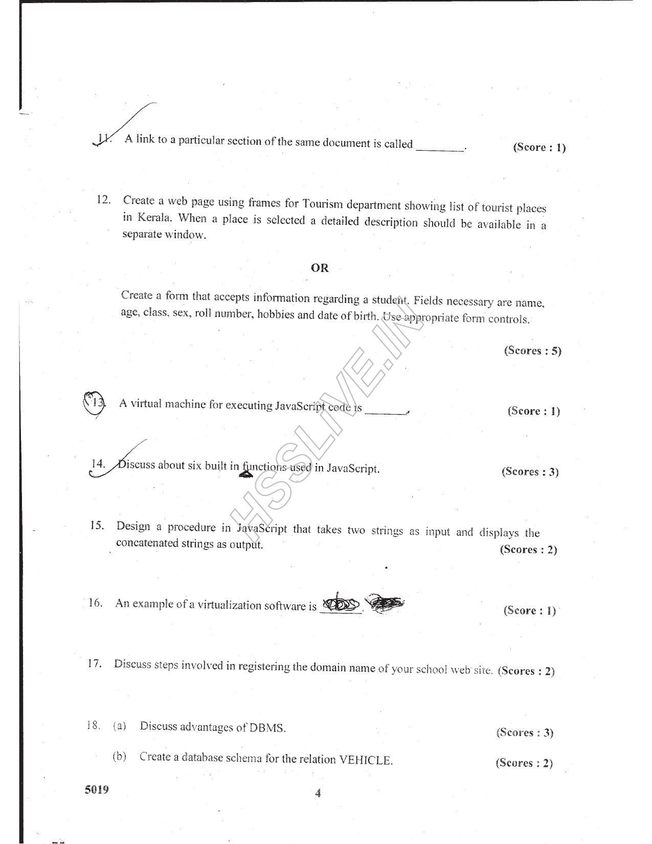 Kerala Plus Two 2017 Computer Science Question Paper - Page 3