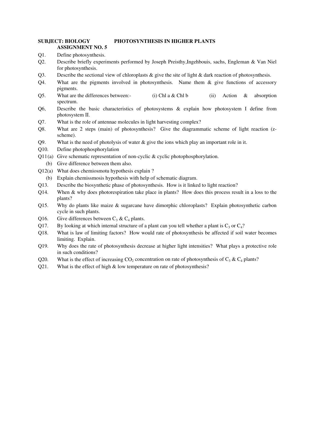 CBSE Worksheets for Class 11 Biology Assignment 5 - Page 1