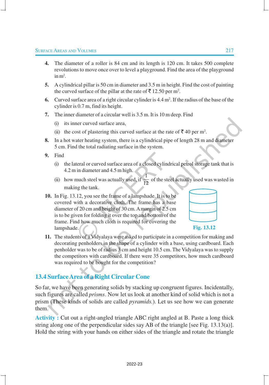 NCERT Book for Class 9 Maths Chapter 13 Surface Areas and Volumes - Page 10