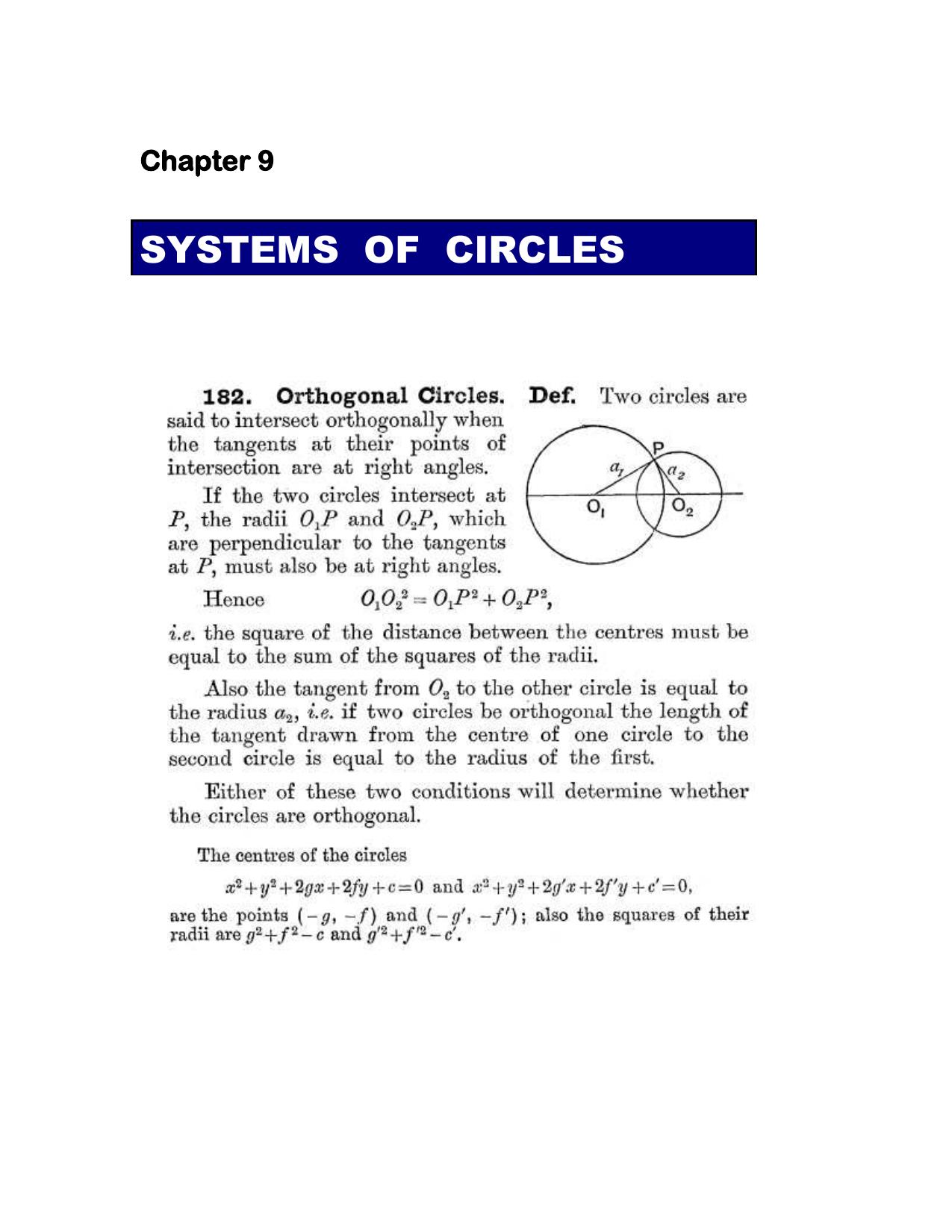 Chapter 9: Systems Of Circle - SL Loney Solutions: The Elements of Coordinate Geometry - Page 1