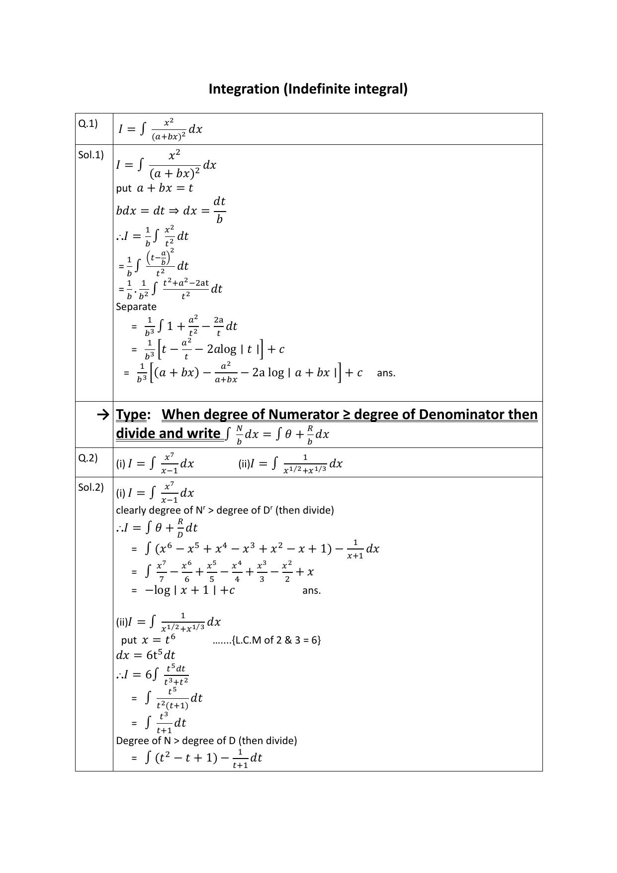 CBSE Worksheets for Class 12 Maths Integration Assignment 3 - Page 1