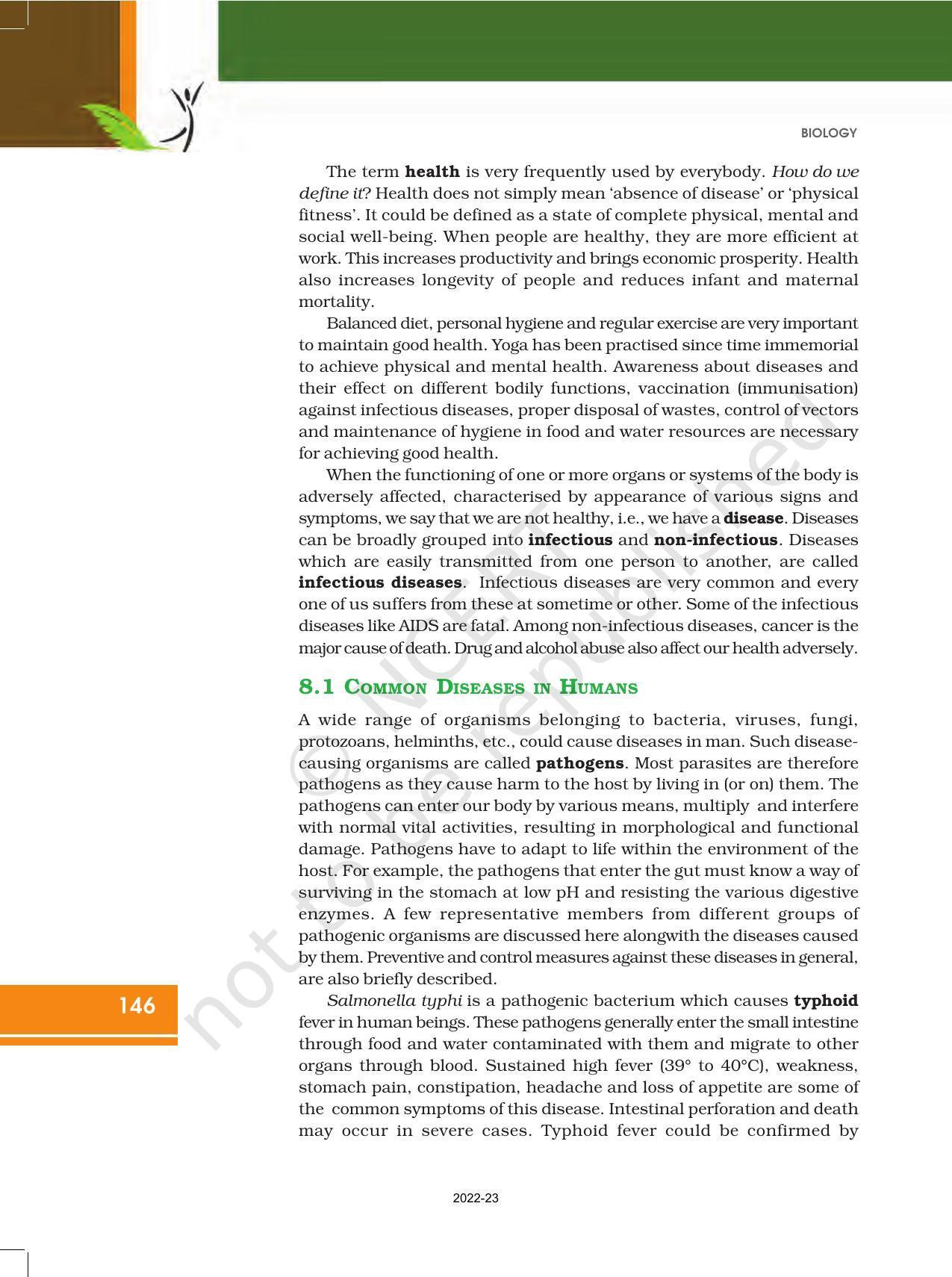 NCERT Book for Class 12 Biology Chapter 8 Human Health and Disease - Page 4