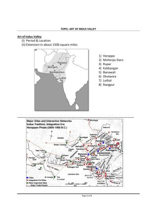 CBSE Worksheets for Class 11 Psychology Fine Arts of Indus Valley Assignment