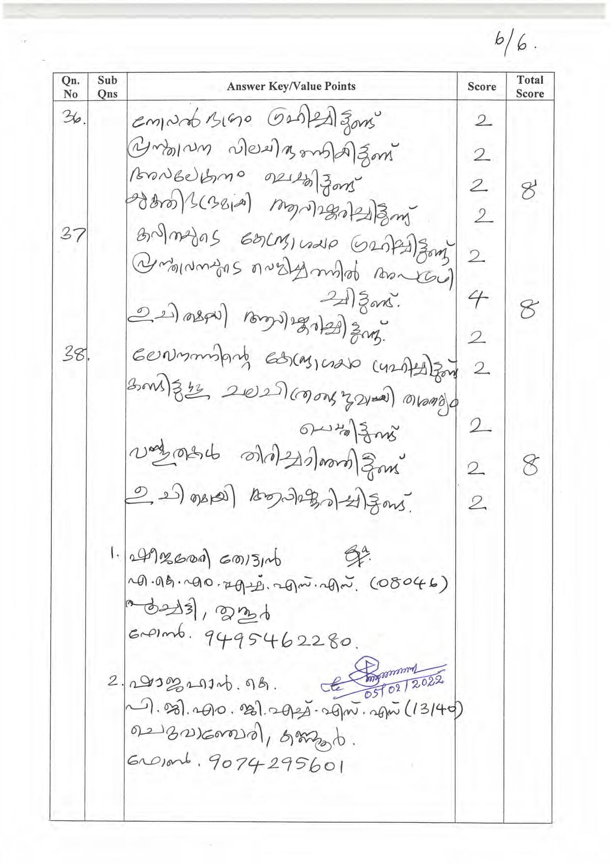 Kerala Plus One 2022 Malayalam Supplementary Answer Key - Page 6