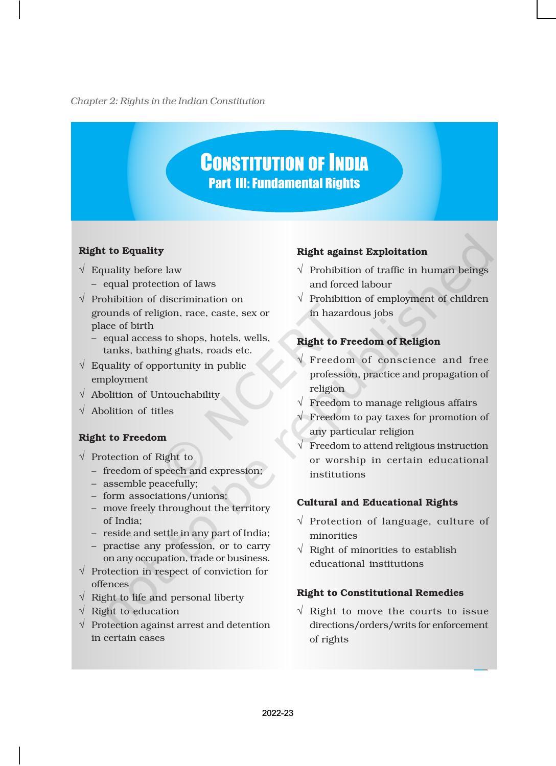 NCERT Book for Class 11 Political Science (Indian Constitution at Work) Chapter 2 Rights in the Indian Constitution - Page 6