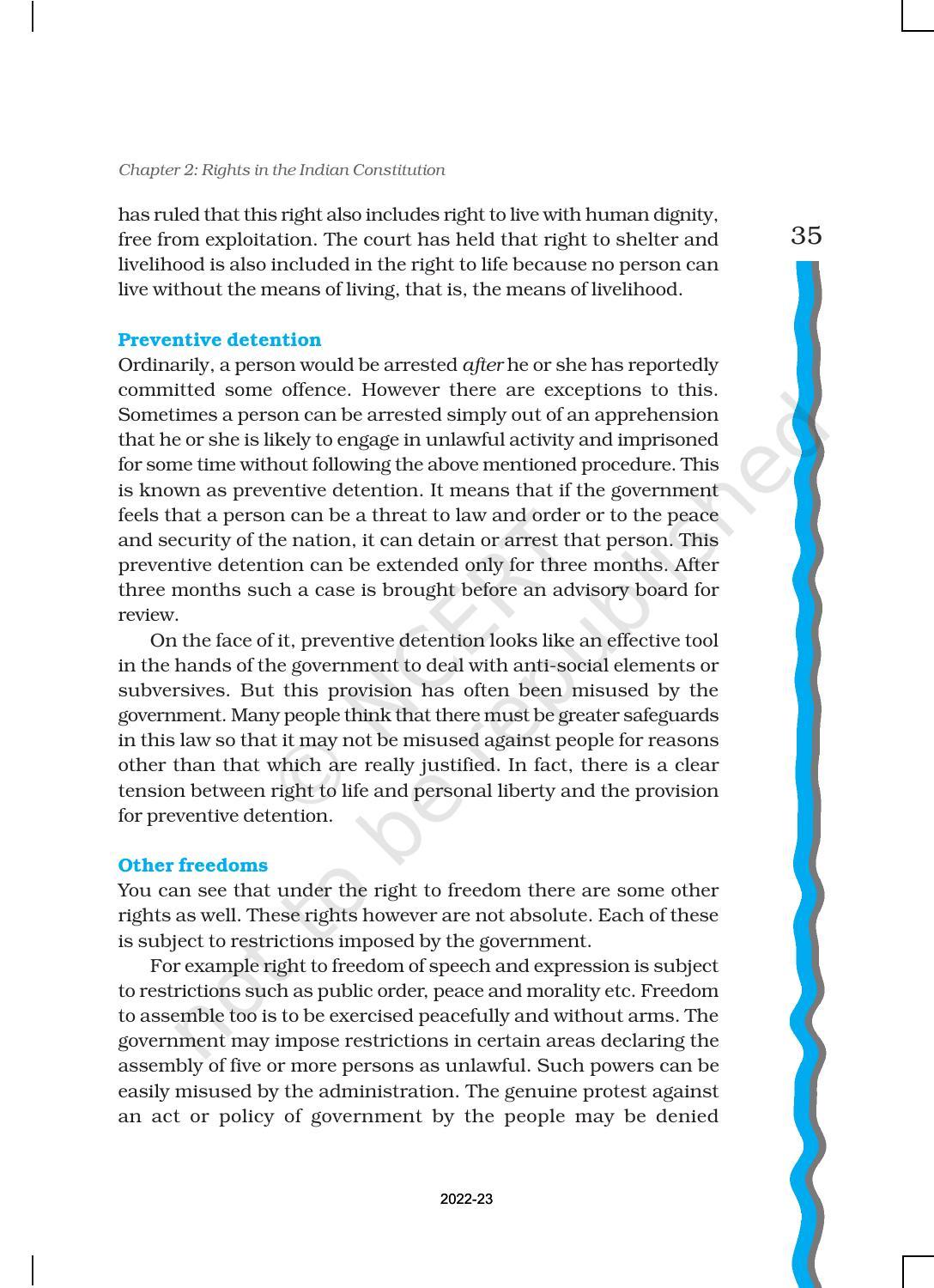 NCERT Book for Class 11 Political Science (Indian Constitution at Work) Chapter 2 Rights in the Indian Constitution - Page 10