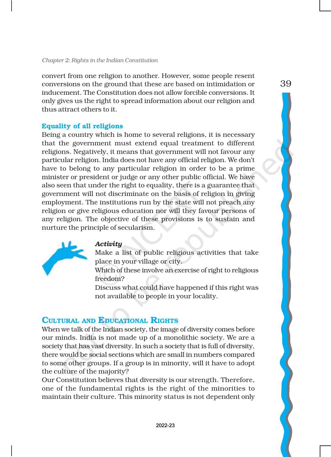 NCERT Book for Class 11 Political Science (Indian Constitution at Work) Chapter 2 Rights in the Indian Constitution - Page 14