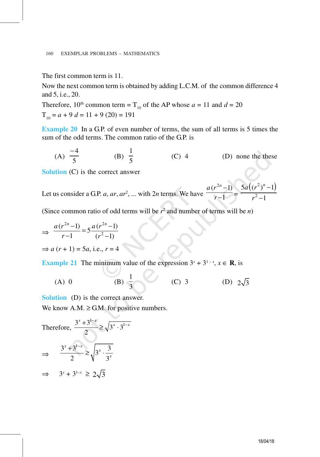 Ncert Exemplar Book For Class 11 Maths Chapter 9 Sequence And Series 2182