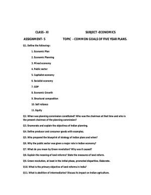 CBSE Worksheets for Class 11 Economics Assignment 5