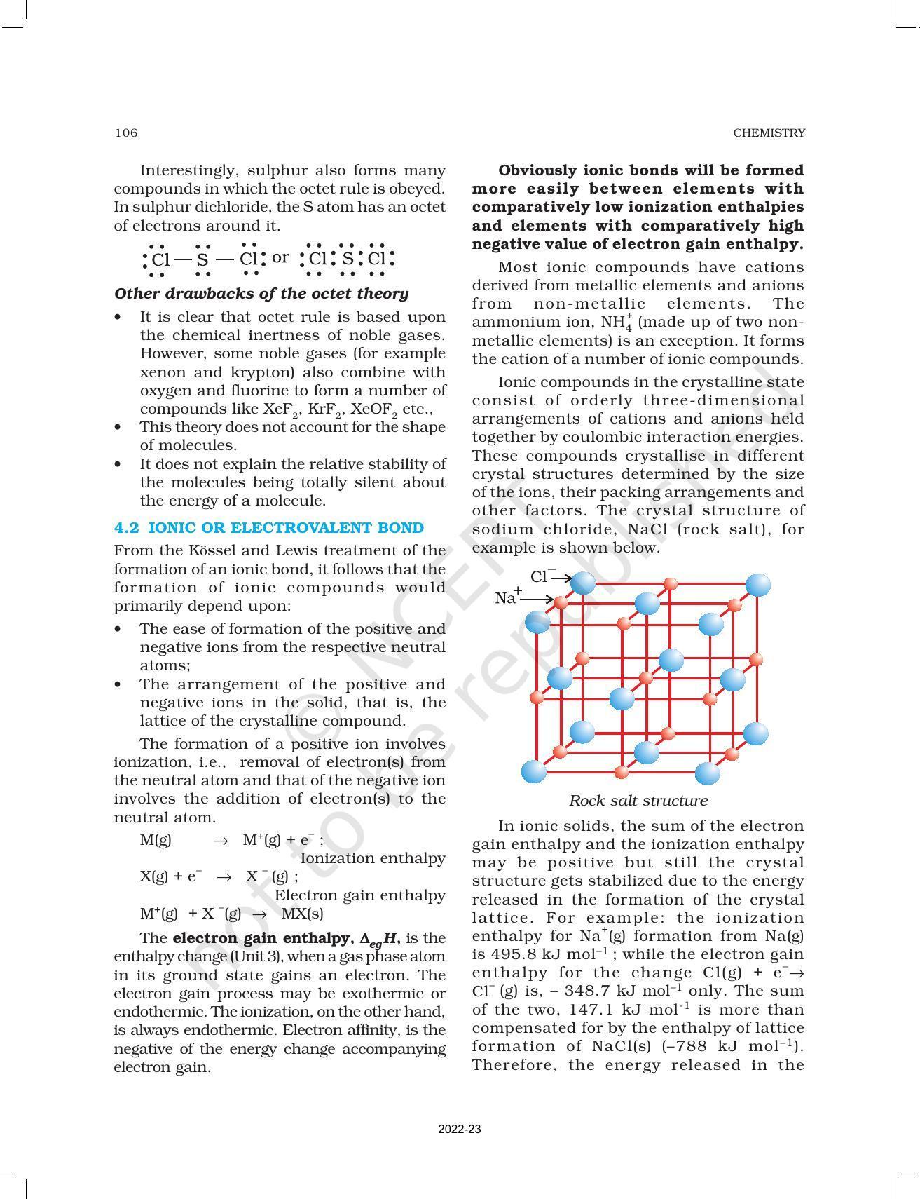 NCERT Book For Class 11 Chemistry Chapter 4 Chemical Bonding