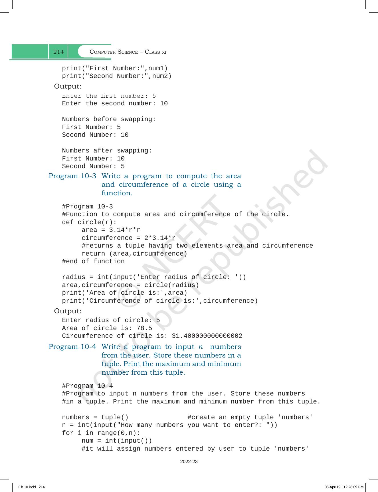 NCERT Book For Class 11 Computer Science Chapter 10 Tuples And ...