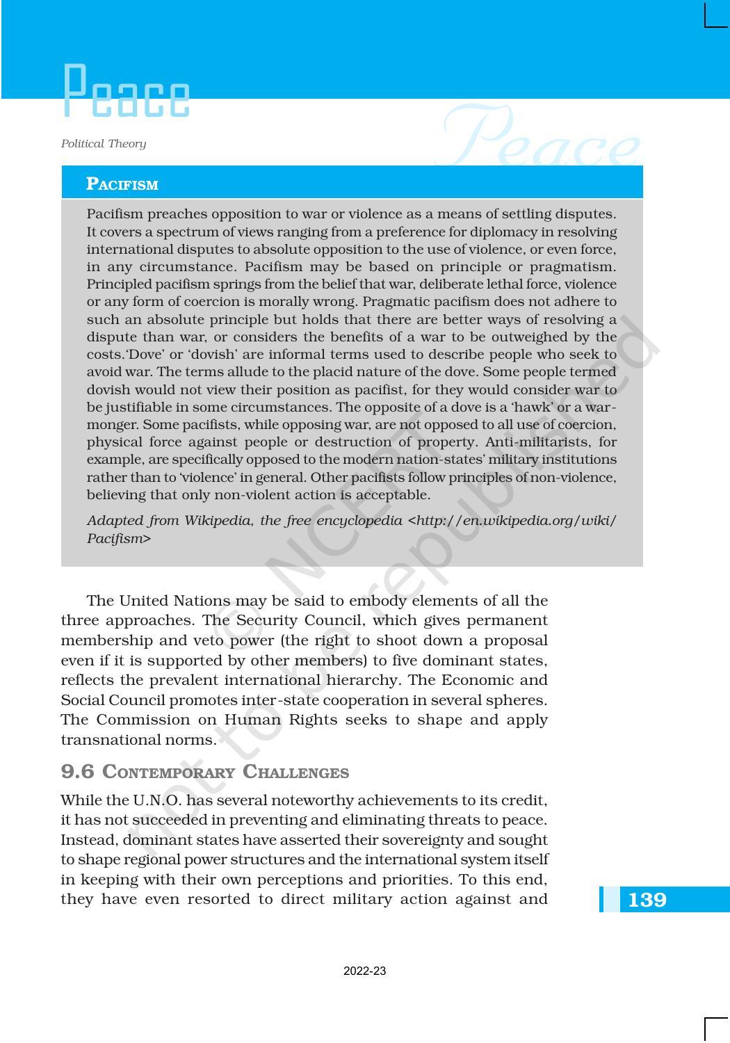 NCERT Book for Class 11 Political Science (Political Theory) Chapter 9 Peace - Page 11