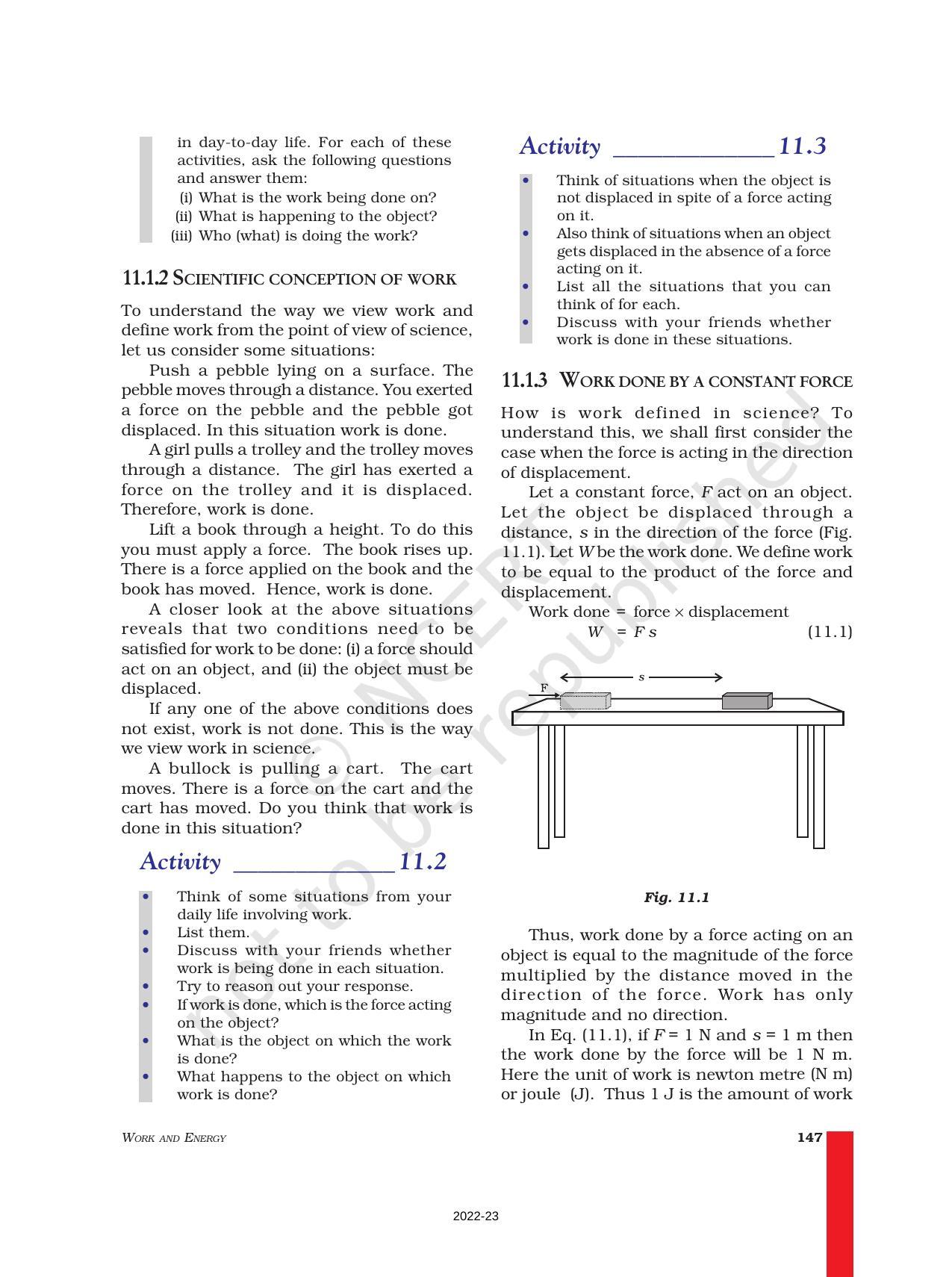 NCERT Book for Class 9 Science Chapter 11 Work and Energy - Page 2