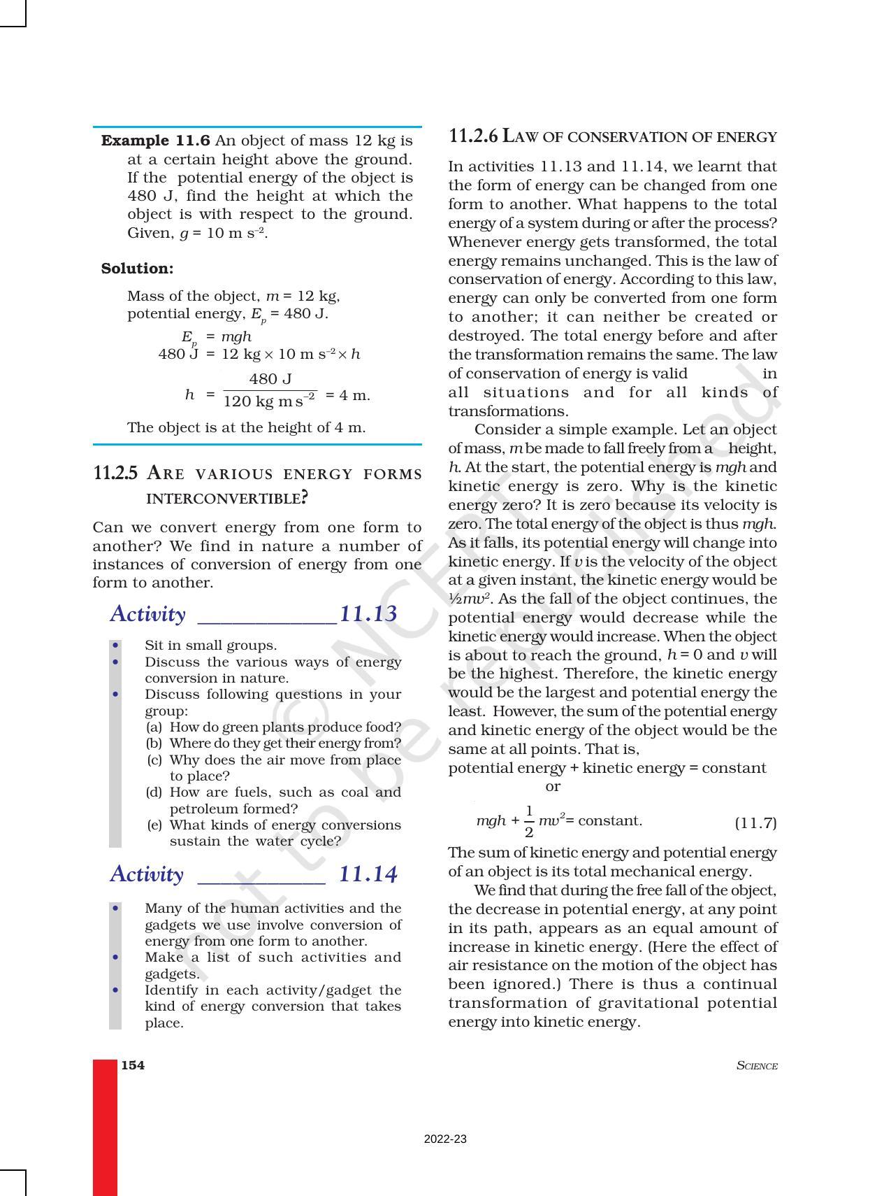 NCERT Book for Class 9 Science Chapter 11 Work and Energy - Page 9