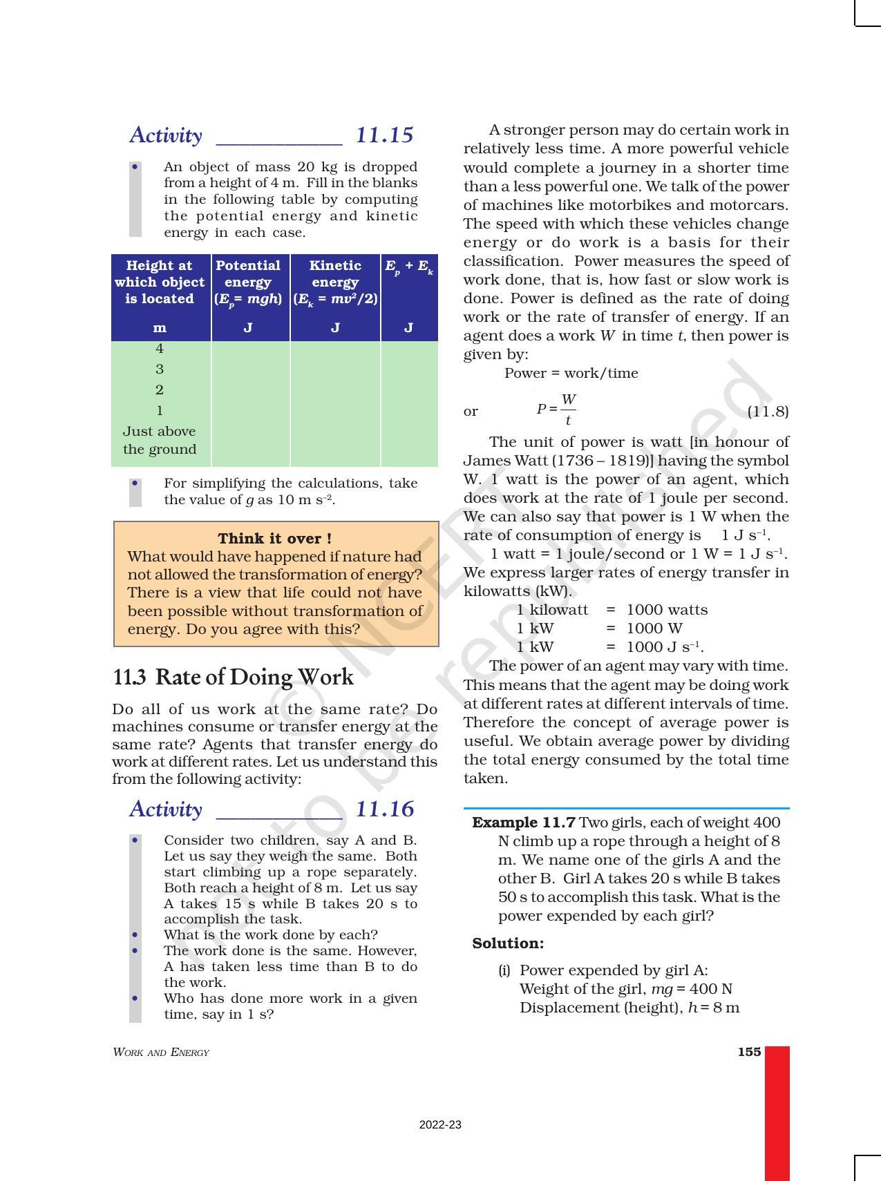 NCERT Book for Class 9 Science Chapter 11 Work and Energy - Page 10