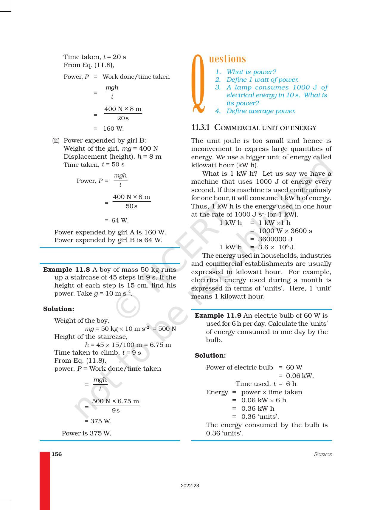 NCERT Book for Class 9 Science Chapter 11 Work and Energy - Page 11