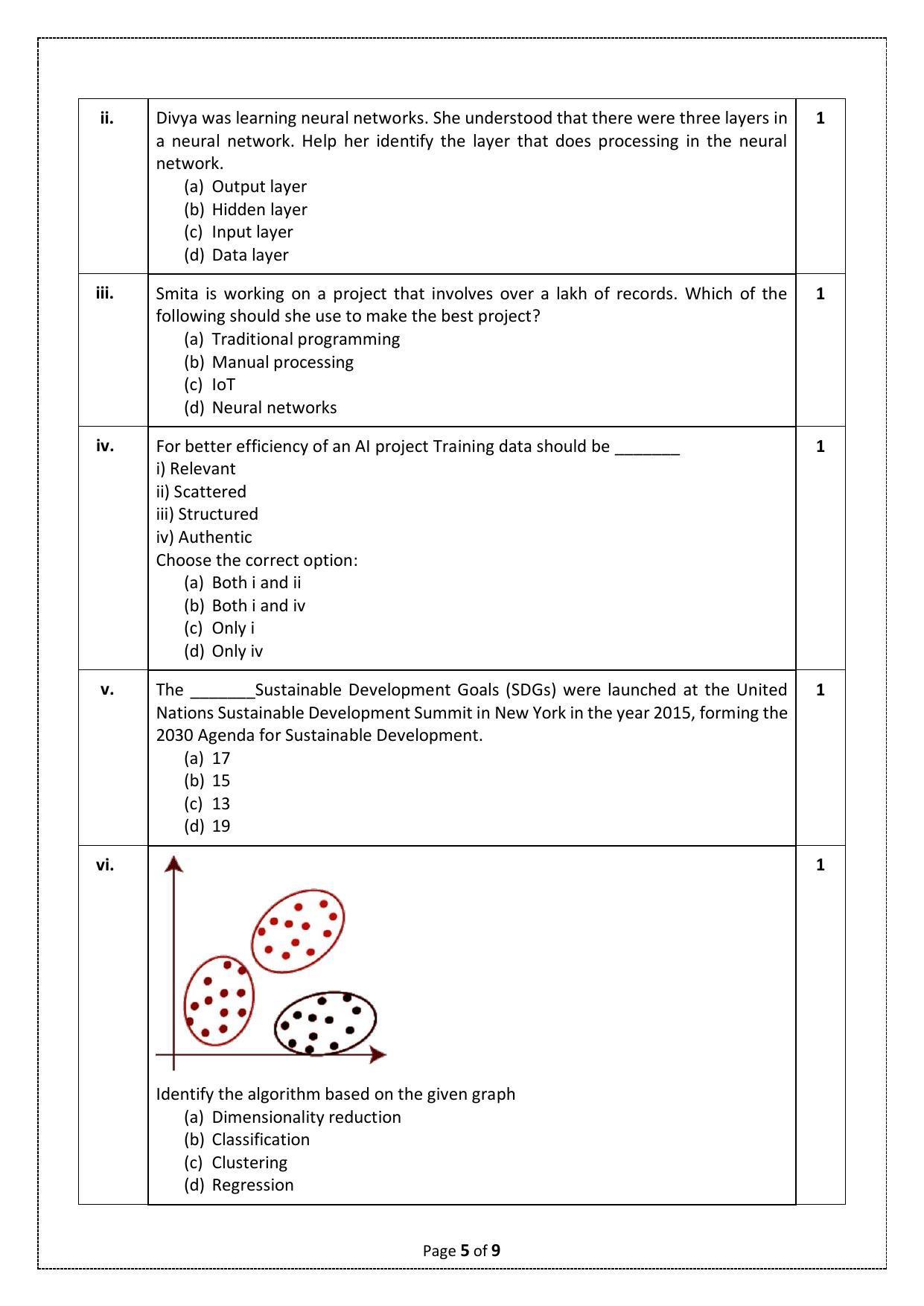 CBSE Class 10 Artificial Intelligence Sample Paper - IndCareer Schools