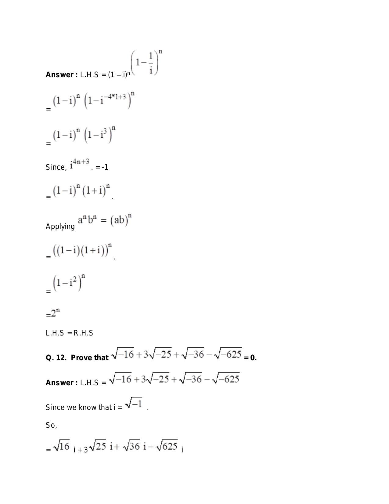 Chapter 5: Complex Numbers and Quadratic Equations: RS Aggarwal Class 11 Solutions  - Page 10