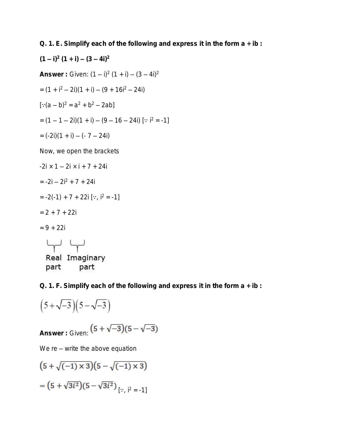 Chapter 5: Complex Numbers and Quadratic Equations: RS Aggarwal Class 11 Solutions  - Page 15