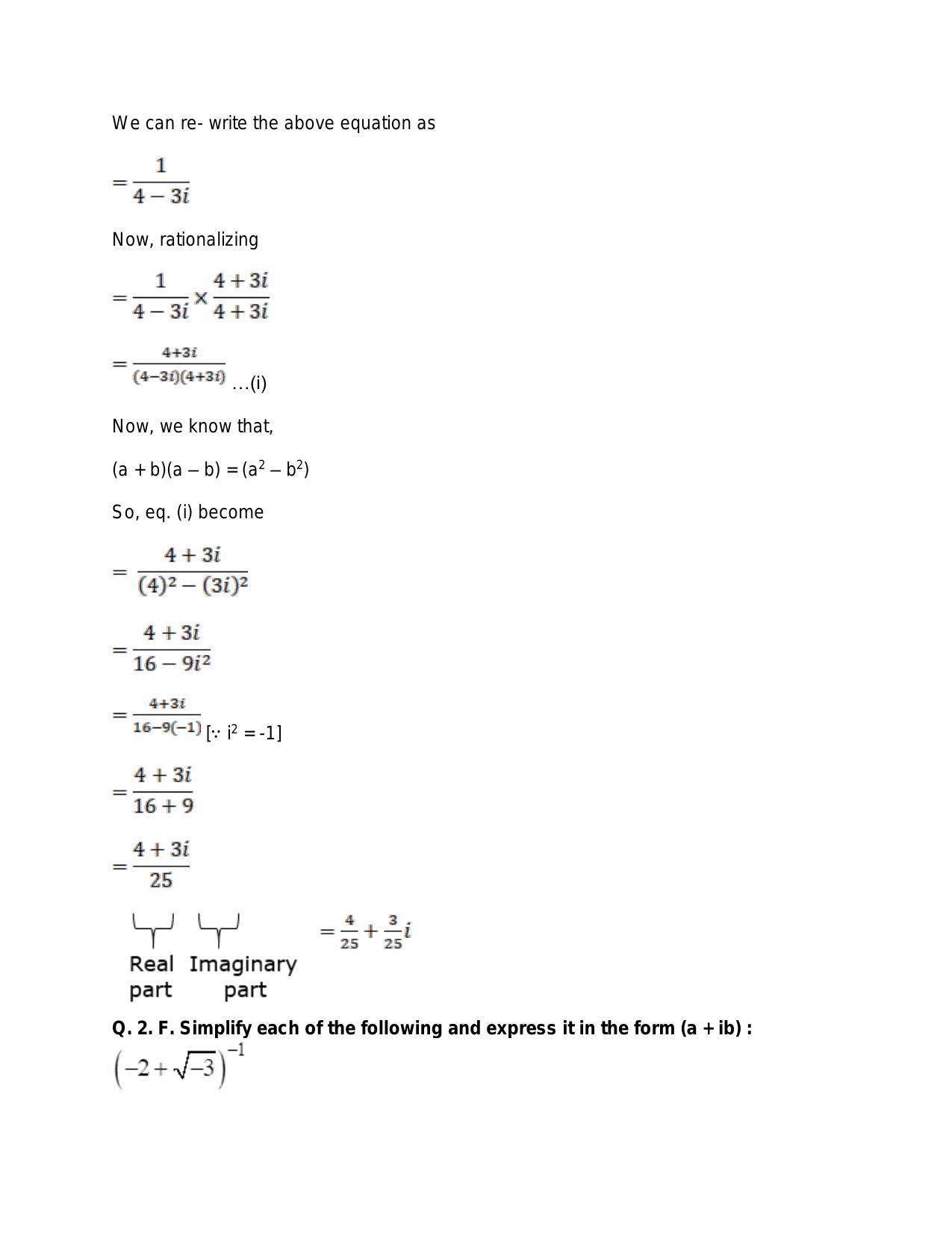 Chapter 5: Complex Numbers and Quadratic Equations: RS Aggarwal Class 11 Solutions  - Page 21