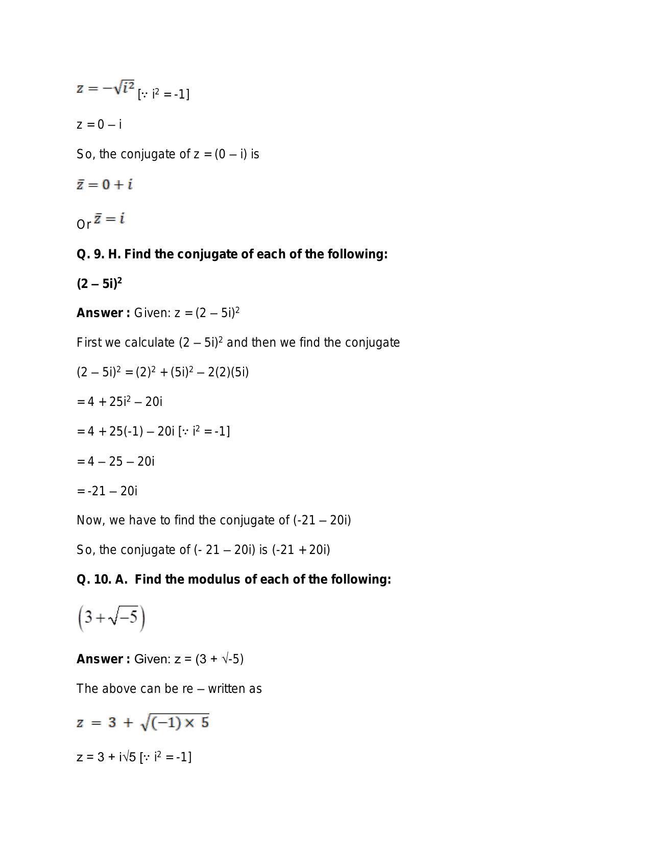 Chapter 5: Complex Numbers and Quadratic Equations: RS Aggarwal Class 11 Solutions  - Page 52