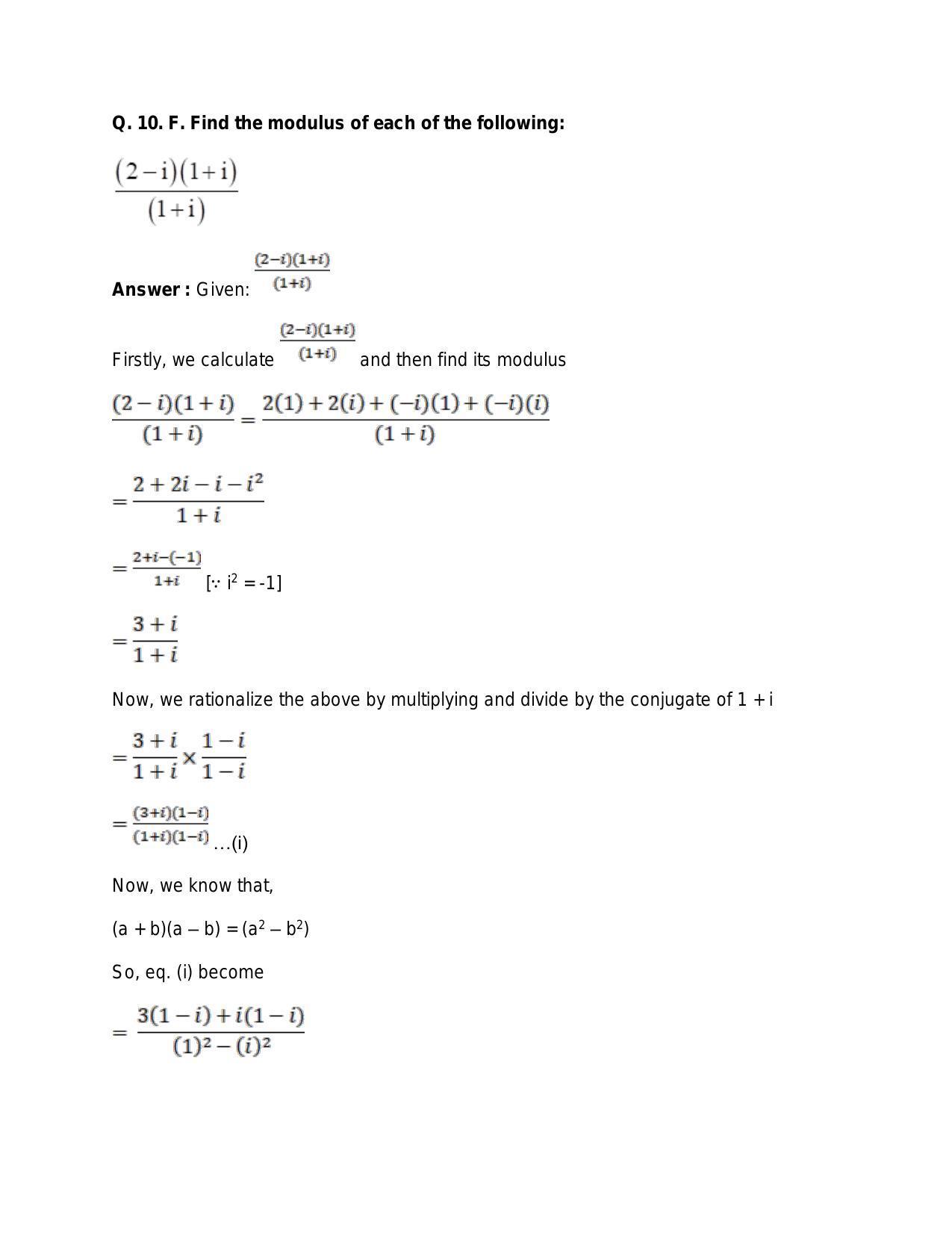 Chapter 5: Complex Numbers and Quadratic Equations: RS Aggarwal Class 11 Solutions  - Page 56