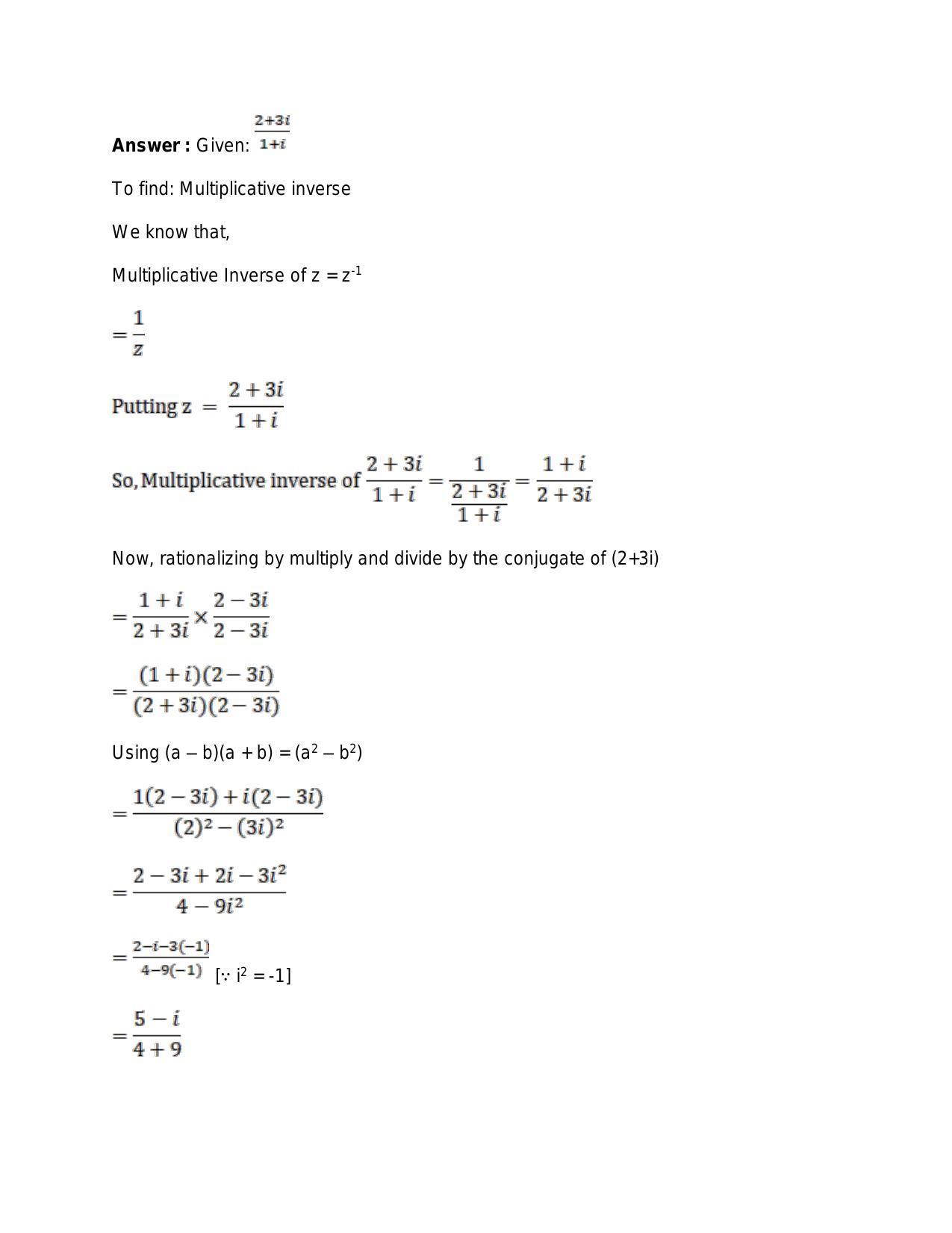 Chapter 5: Complex Numbers and Quadratic Equations: RS Aggarwal Class 11 Solutions  - Page 61