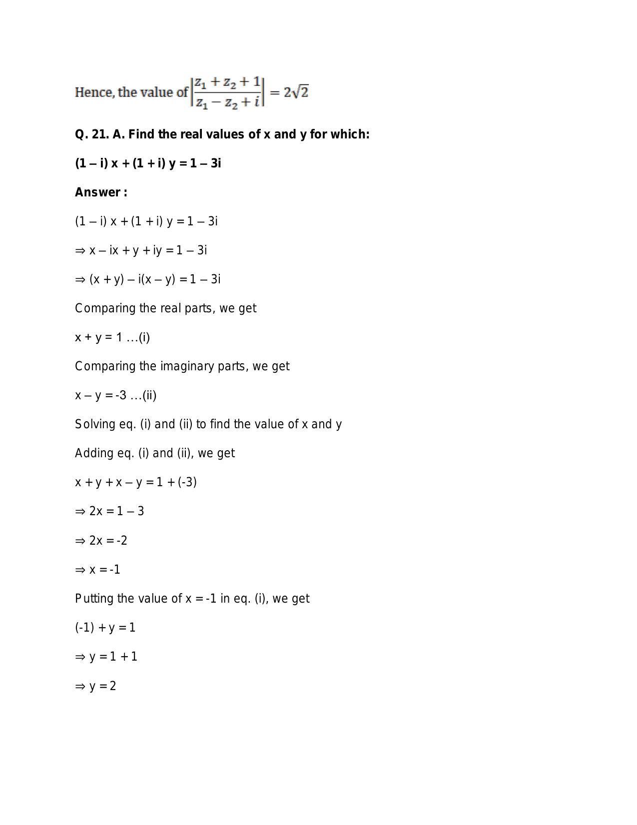 Chapter 5: Complex Numbers and Quadratic Equations: RS Aggarwal Class 11 Solutions  - Page 77