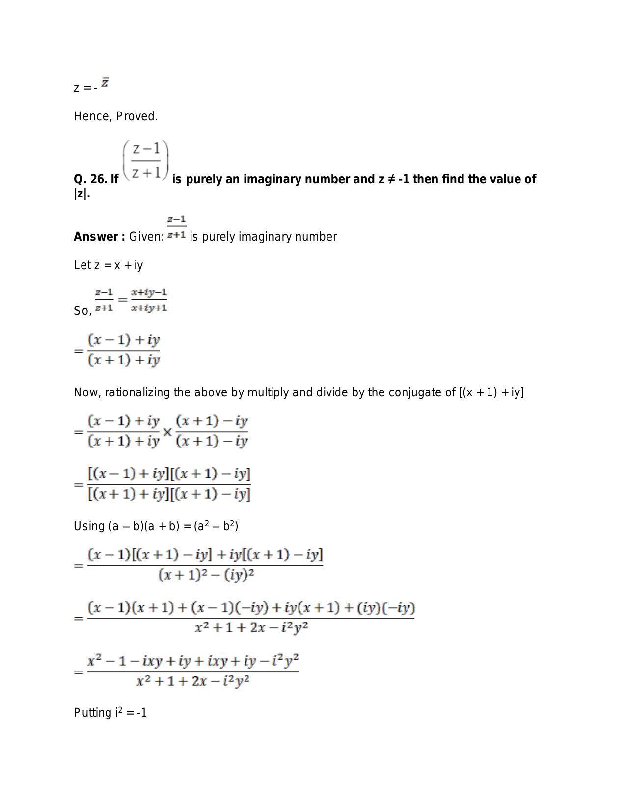 Chapter 5: Complex Numbers and Quadratic Equations: RS Aggarwal Class 11 Solutions  - Page 91