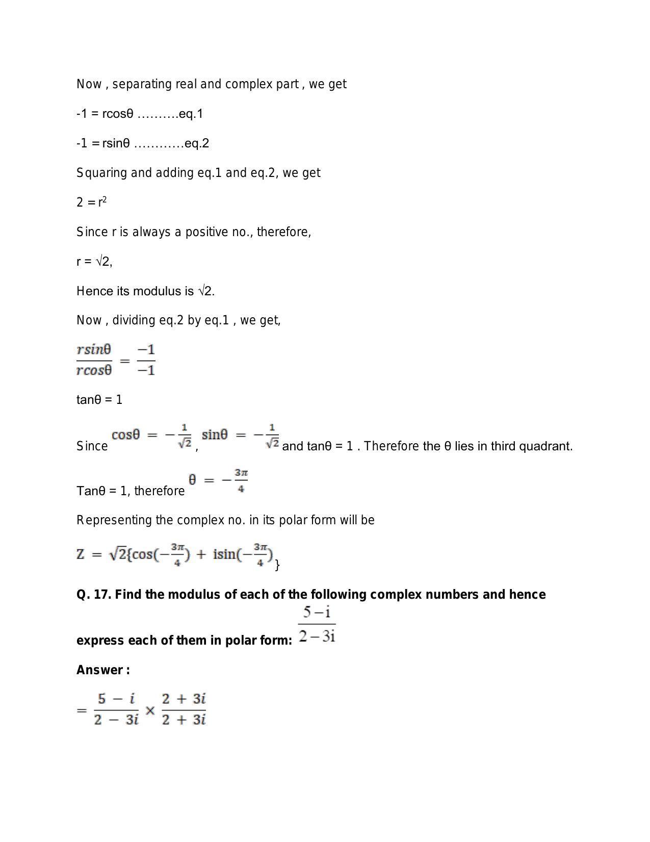 Chapter 5: Complex Numbers and Quadratic Equations: RS Aggarwal Class 11 Solutions  - Page 124