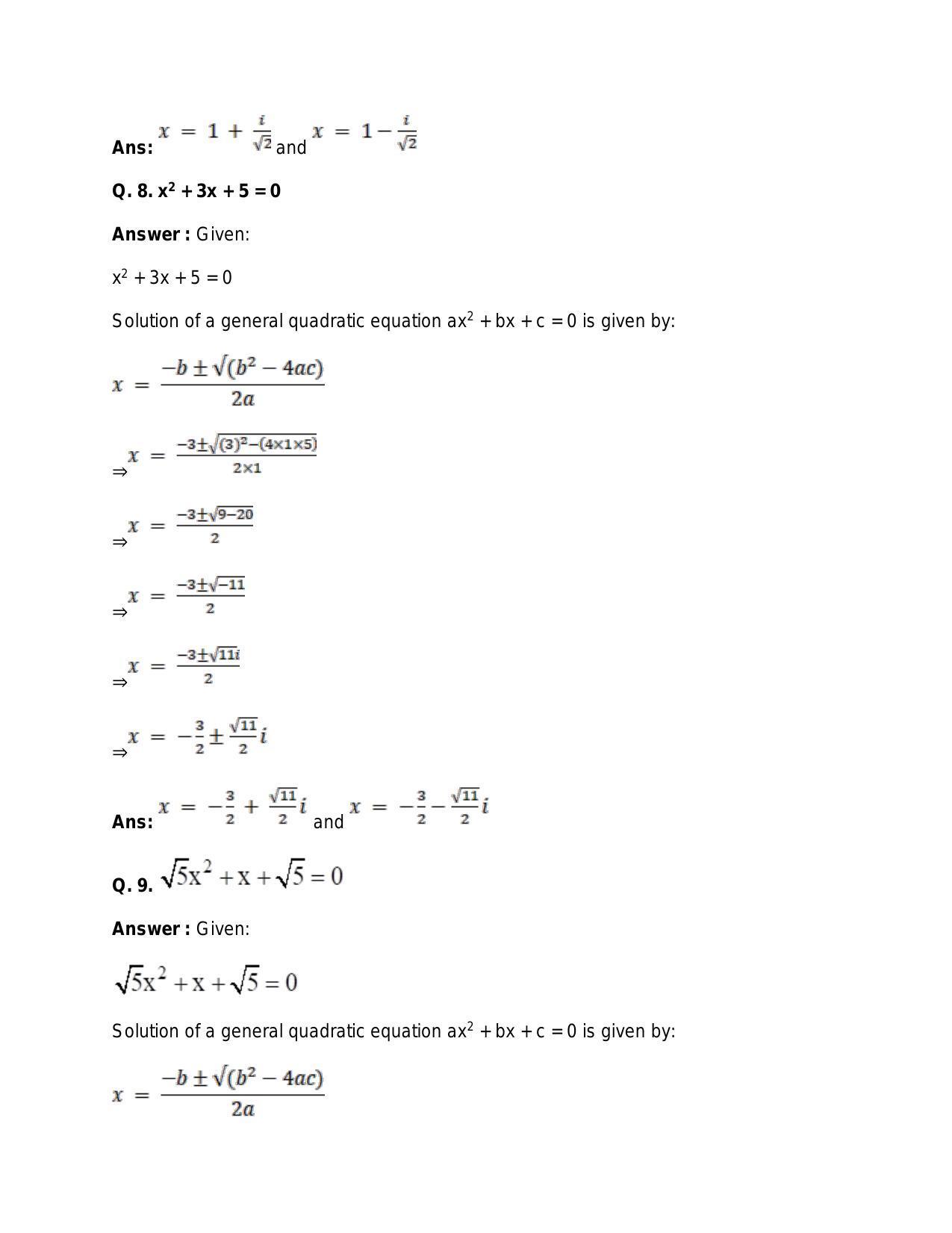 Chapter 5: Complex Numbers and Quadratic Equations: RS Aggarwal Class 11 Solutions  - Page 141