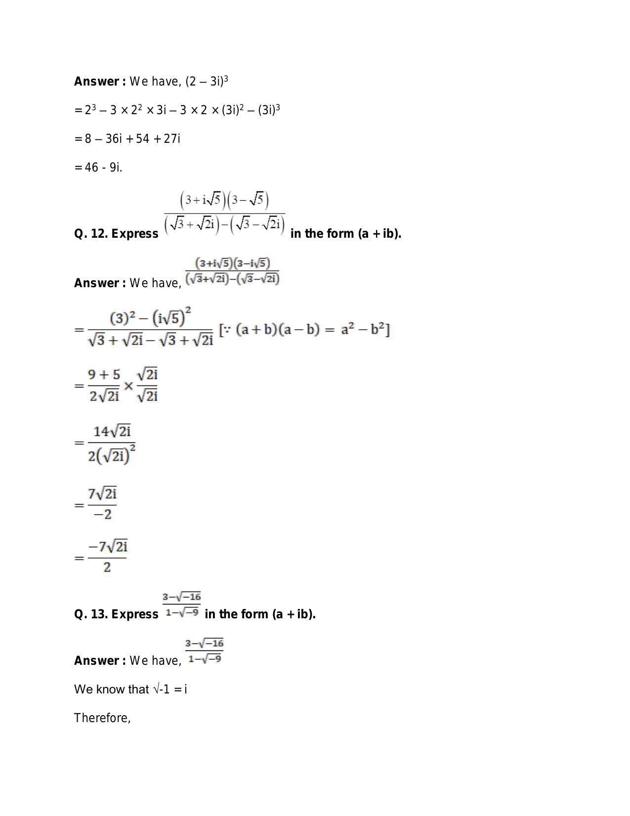 Chapter 5: Complex Numbers and Quadratic Equations: RS Aggarwal Class 11 Solutions  - Page 171