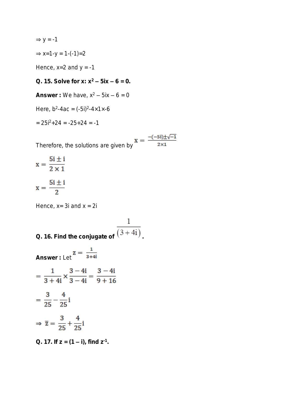 Chapter 5: Complex Numbers and Quadratic Equations: RS Aggarwal Class 11 Solutions  - Page 173