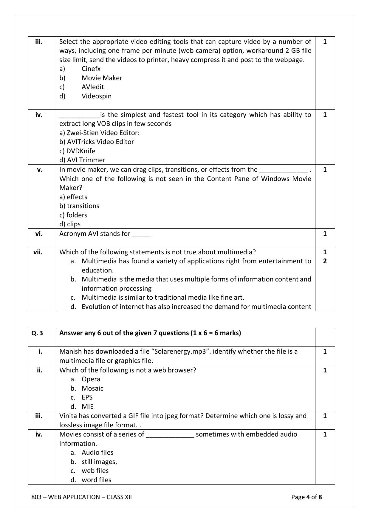 Cbse Class 12 Web Application Sample Papers 2023 2024 Indcareer Schools