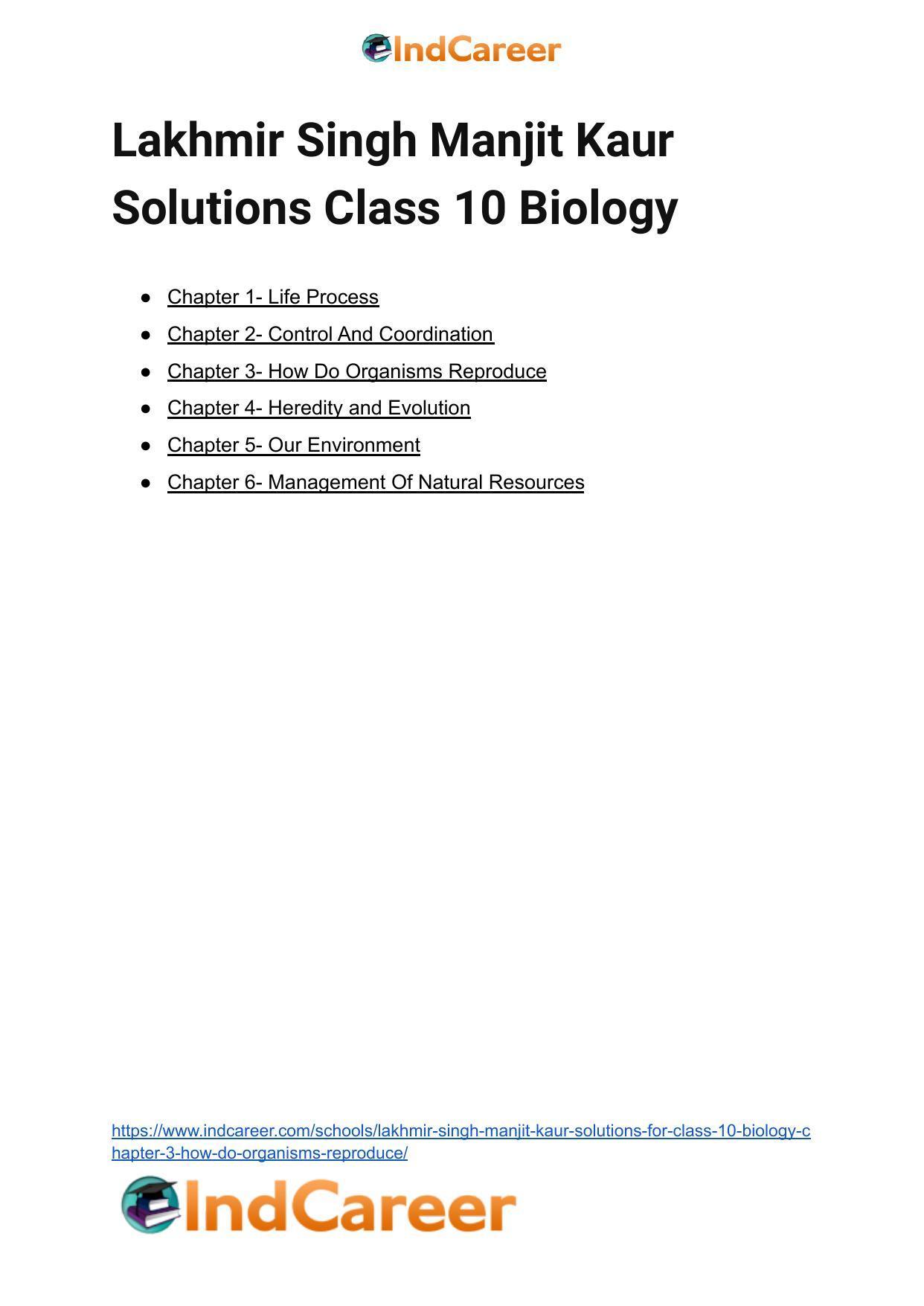 Lakhmir Singh Manjit Kaur Solutions For Class 10 Biology: Chapter 3 ...