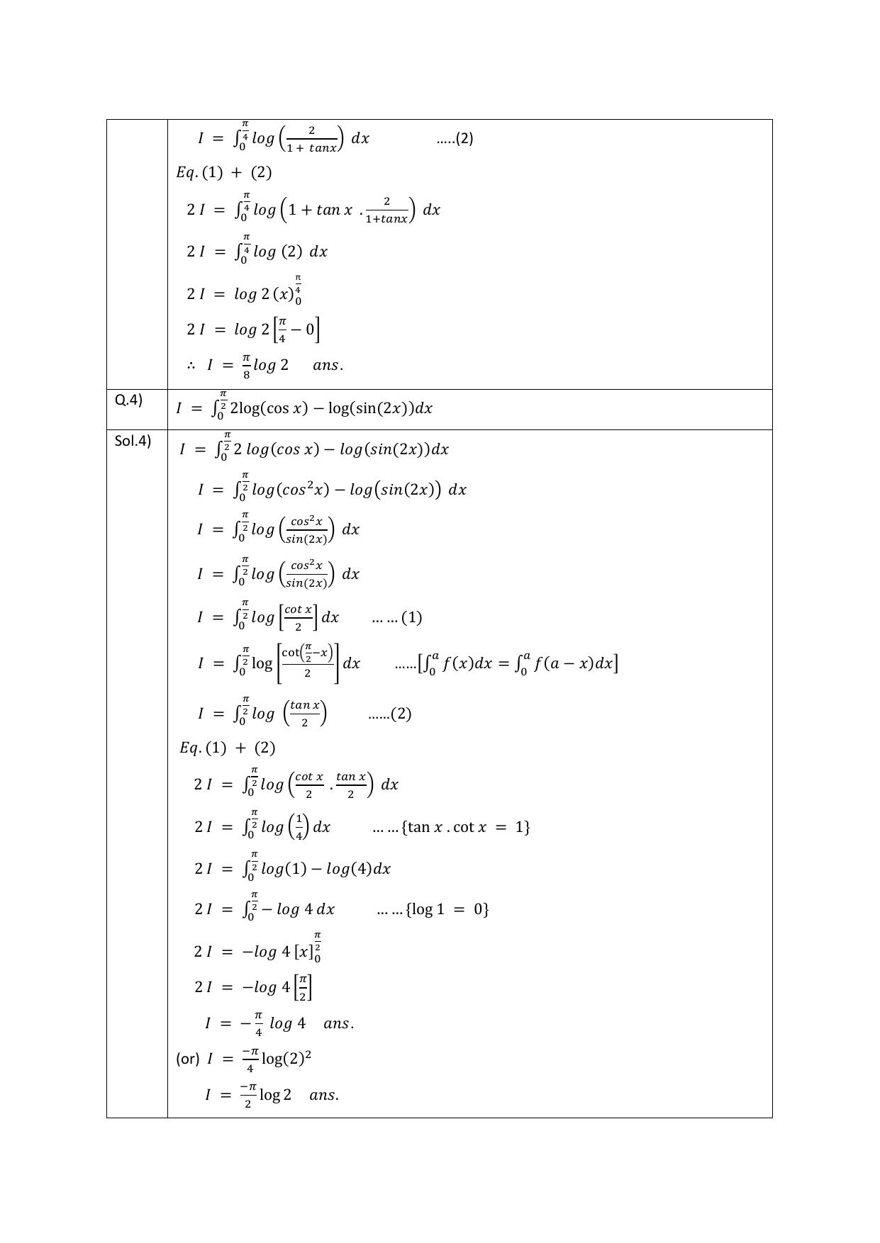 CBSE Class 12 Definite integrals Assignment 1 - Page 3