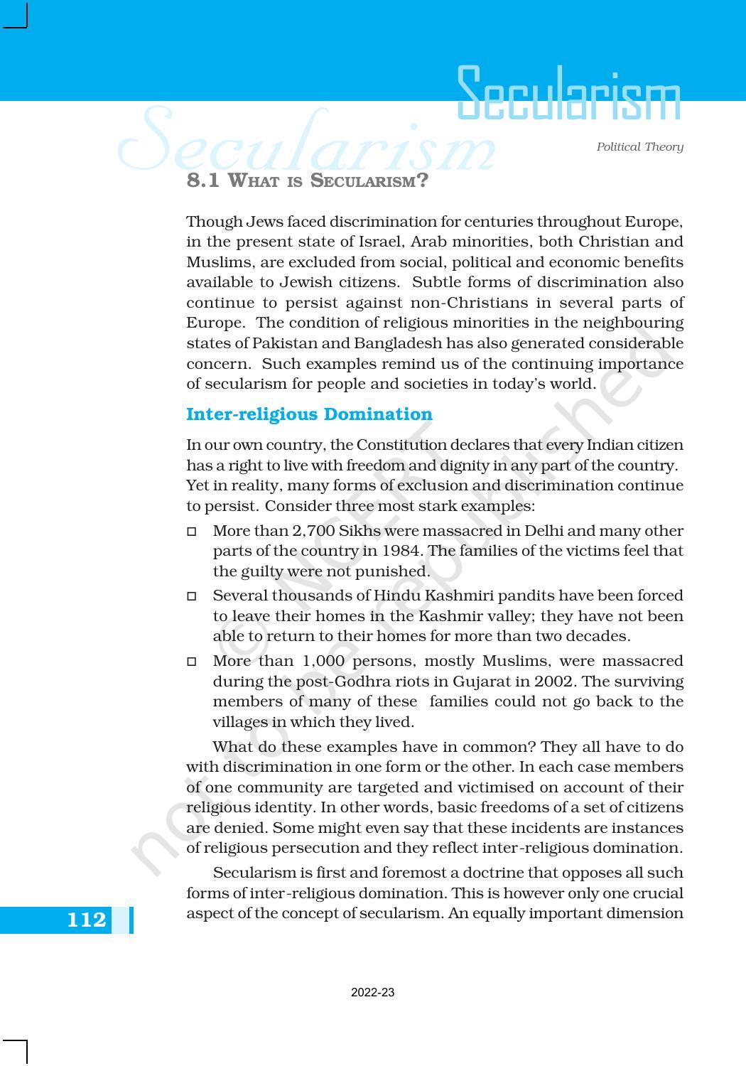 NCERT Book for Class 11 Political Science (Political Theory) Chapter 8 Secularism - Page 2