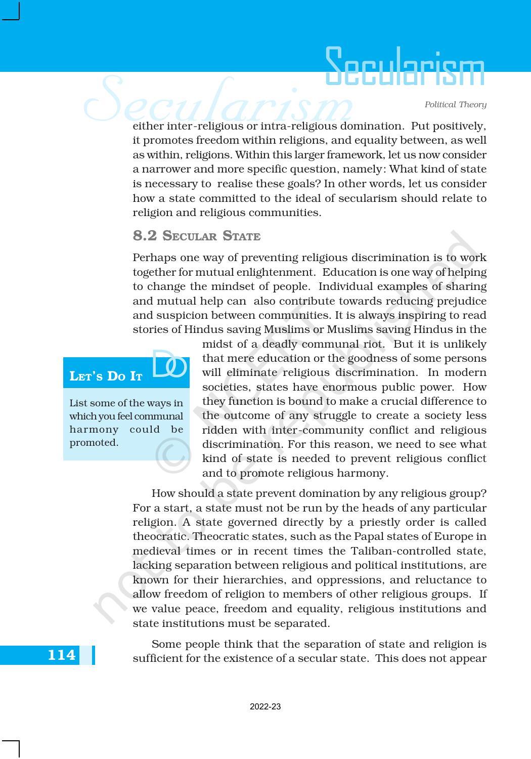 NCERT Book for Class 11 Political Science (Political Theory) Chapter 8 Secularism - Page 4